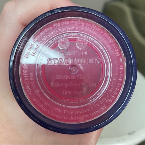 STARBUCKS Pink Frosted Frappuccino Lover Domed Lid 2014 16oz Plastic Cold Cup - Picture 4 of 6